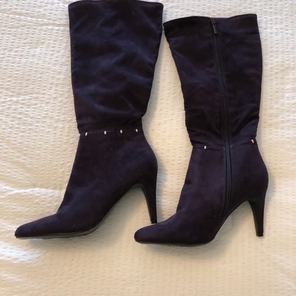 Purple/Eggplant, Suede boots with gold accent, size 7.5, worn once - Picture 4 of 5
